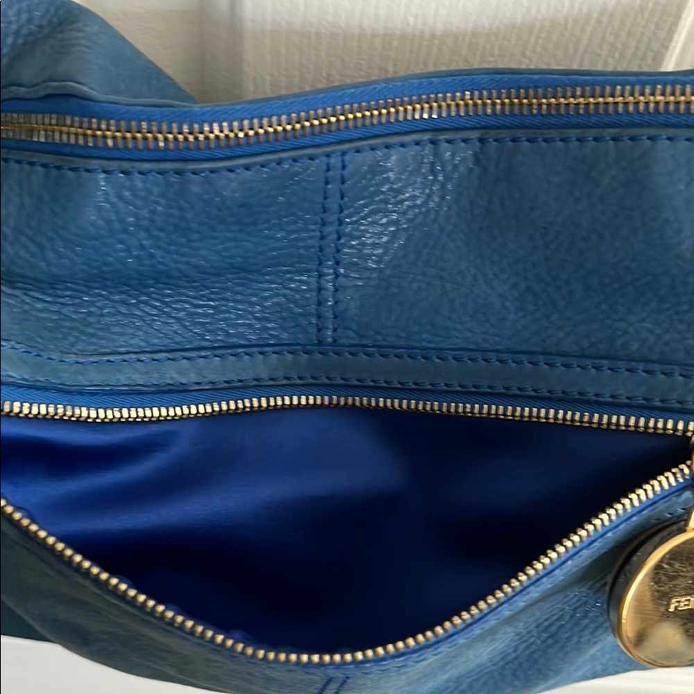 Fendi Vitello Savana Forever Blue Leather Crossbody Bag authentic - Picture 8 of 16